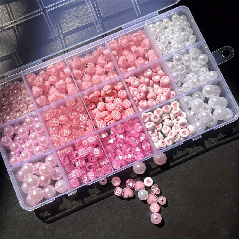 Charm Bracelet Beads - 10피스 핑크 알파벳 박스, 아크릴 비즈,
