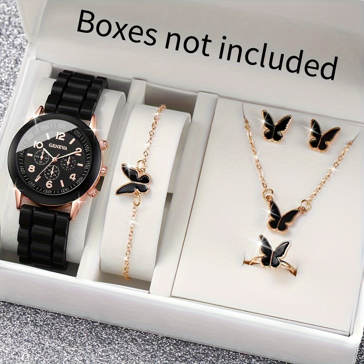 Jewelry Box Watches Bracelets - 6개/세트 여성용 시계 캐주얼 실리콘 밴드