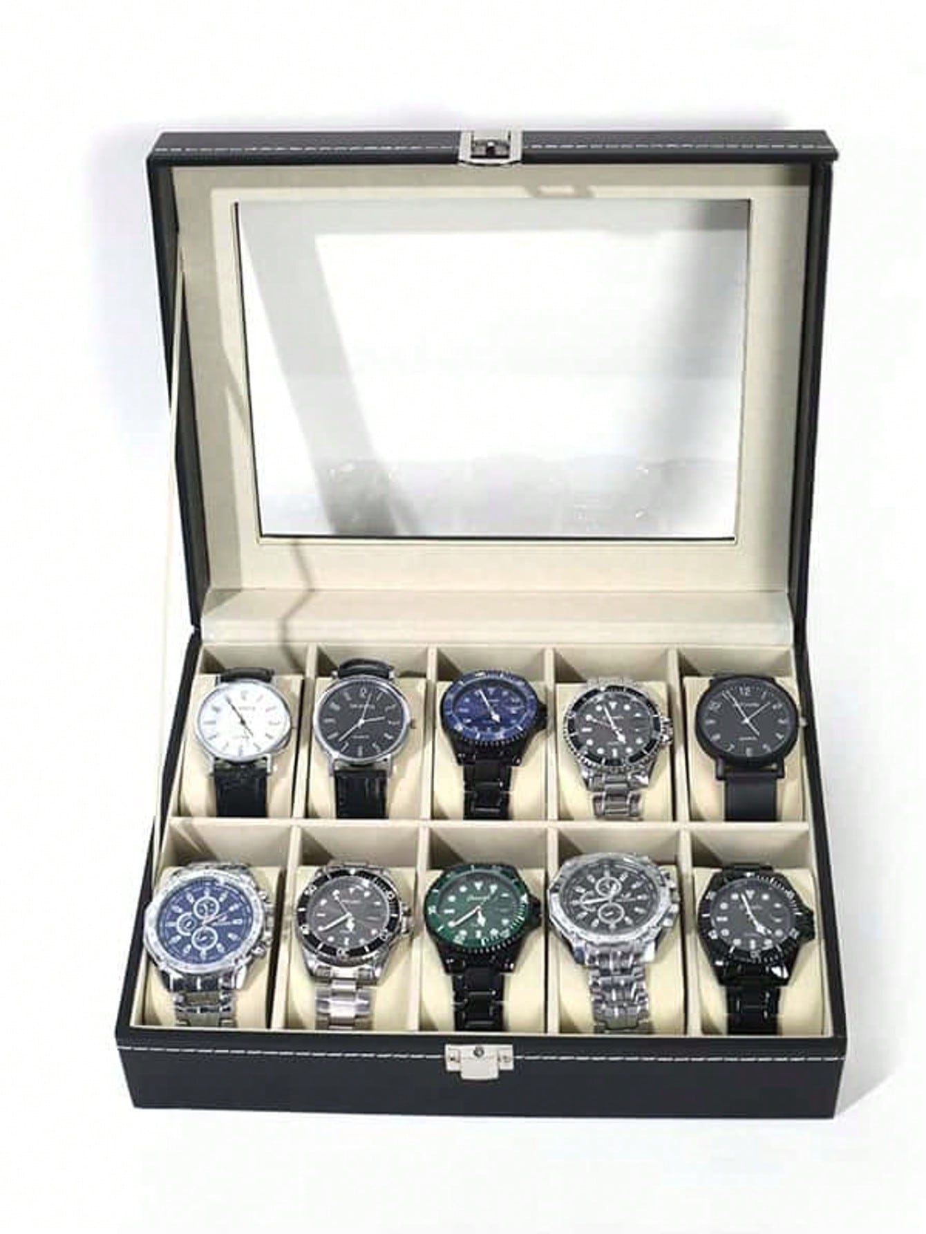 Jewelry Box Watches Bracelets - 잠금장치가 있는 가죽 시계 상자, 대용량