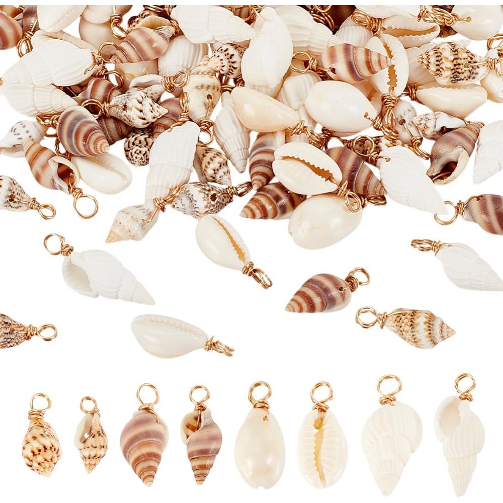 Charm Bracelet Beads - 100pcs 4 스타일 자연 쉘 매력