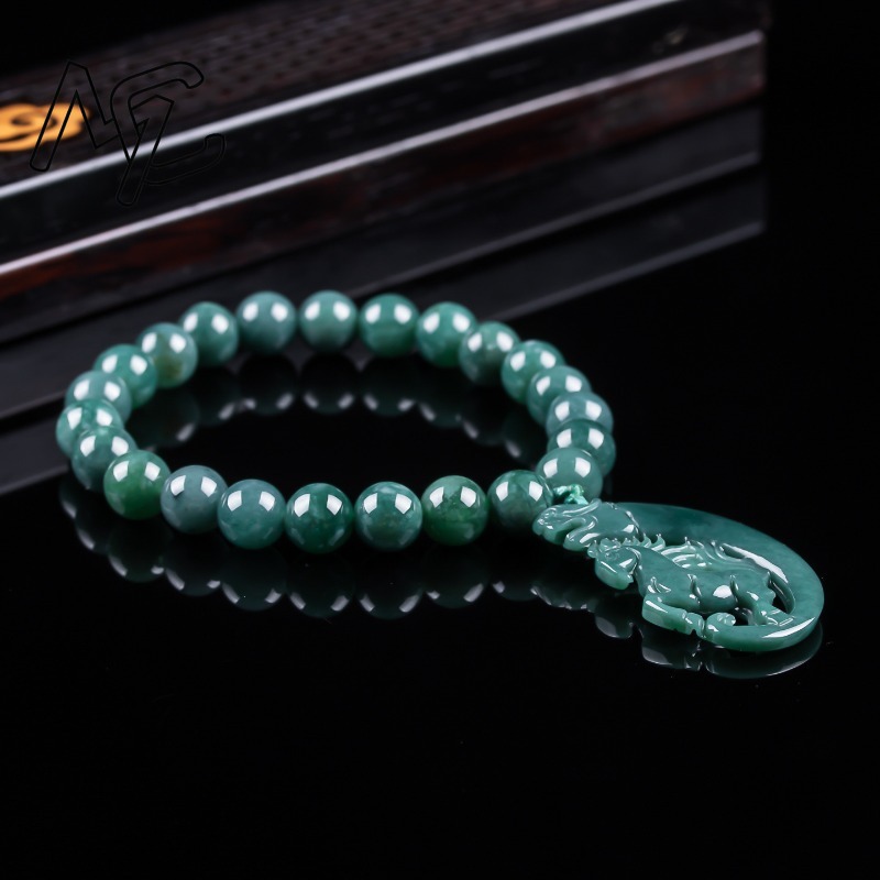 천연 비취 블루 워터 조디악 말 비즈 핸드 니팅 팔찌  - Charm Bracelet Beads 리뷰 및 가격