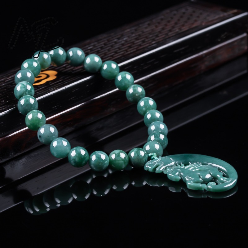 천연 비취 블루 워터 조디악 말 비즈 핸드 니팅 팔찌  - Charm Bracelet Beads 리뷰 및 가격