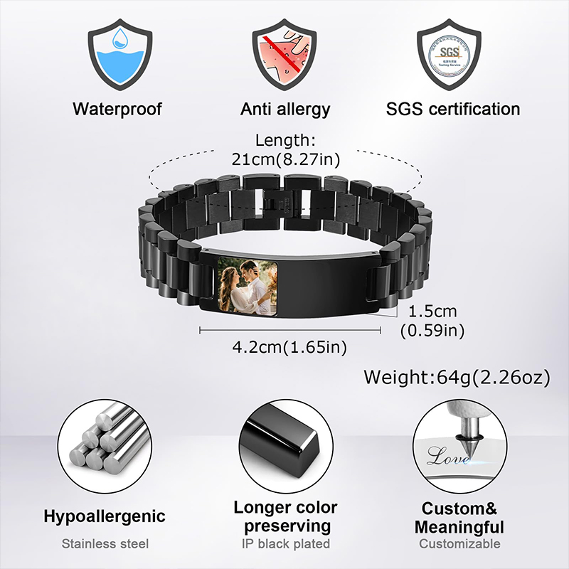 사용자 정의 그림 텍스트 팔찌 시계 밴드 스테인레스 스 - Jewelry Bracelet Watches 리뷰 및 가격
