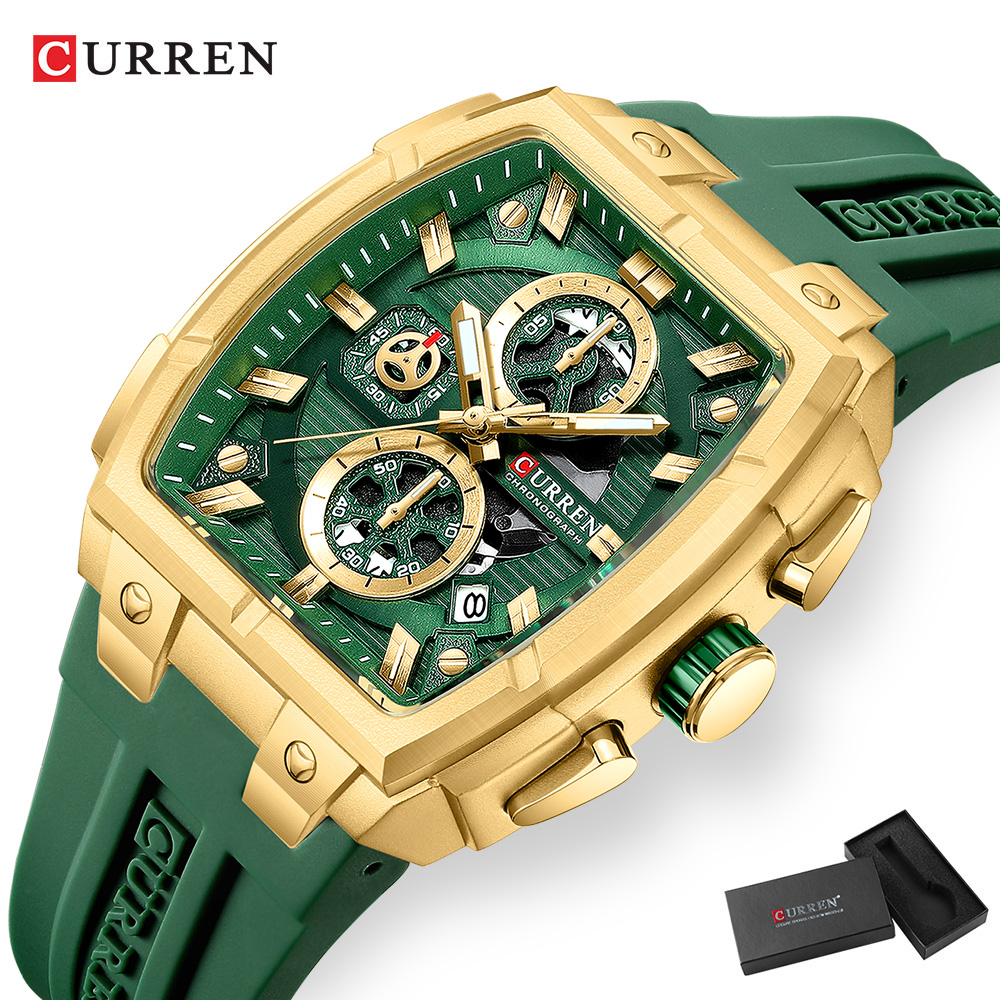 CURREN 남성용 럭셔리 빈티지 시계, 실리콘 스트랩 - Jewelry Bracelet Watches 리뷰 및 가격