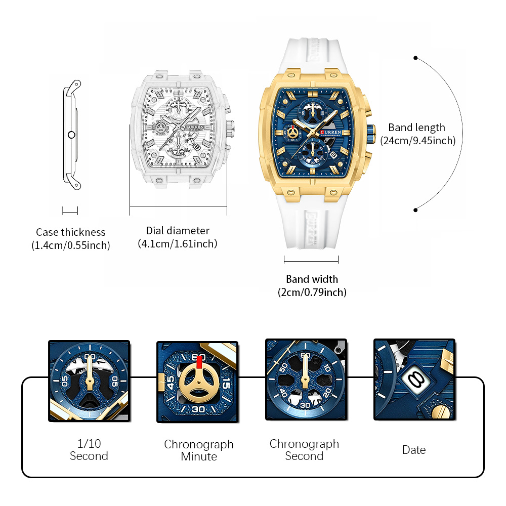 CURREN 남성용 럭셔리 빈티지 시계, 실리콘 스트랩 - Jewelry Bracelet Watches 리뷰 및 가격