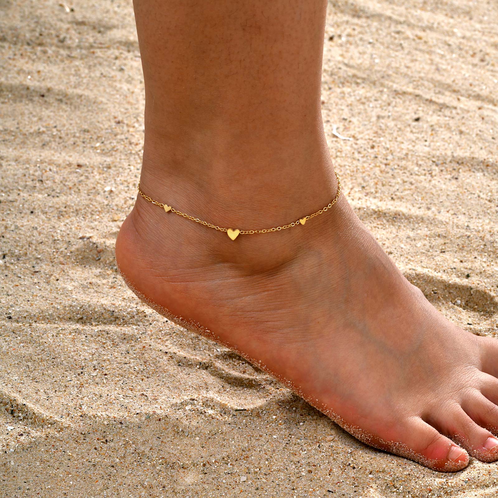 여성을위한 스테인레스 스틸 하트 Anklets, 골드  - Jc Jewelry & Watches 리뷰 및 가격