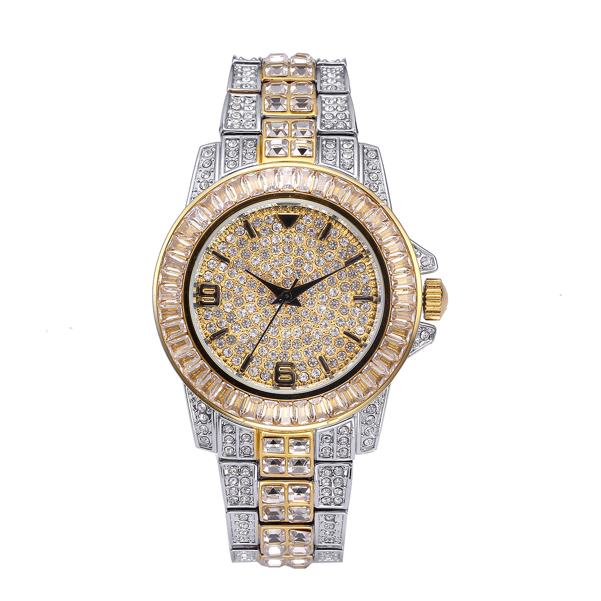 럭셔리 풀 스톤 쿼츠 시계 남녀 힙합 골드 패션 손목시 - Jewelry Bracelet Watches 리뷰 및 가격