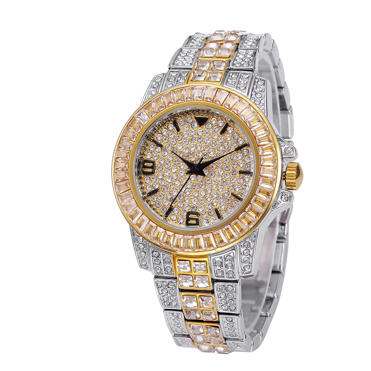 럭셔리 풀 스톤 쿼츠 시계 남녀 힙합 골드 패션 손목시 - Jewelry Bracelet Watches 리뷰 및 가격