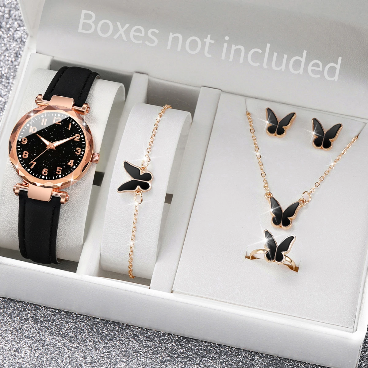 5/6PCS 패션 여성 시계 캐주얼 가죽 밴드 쿼츠 시 - Jewelry Box Watches Bracelets 리뷰 및 가격