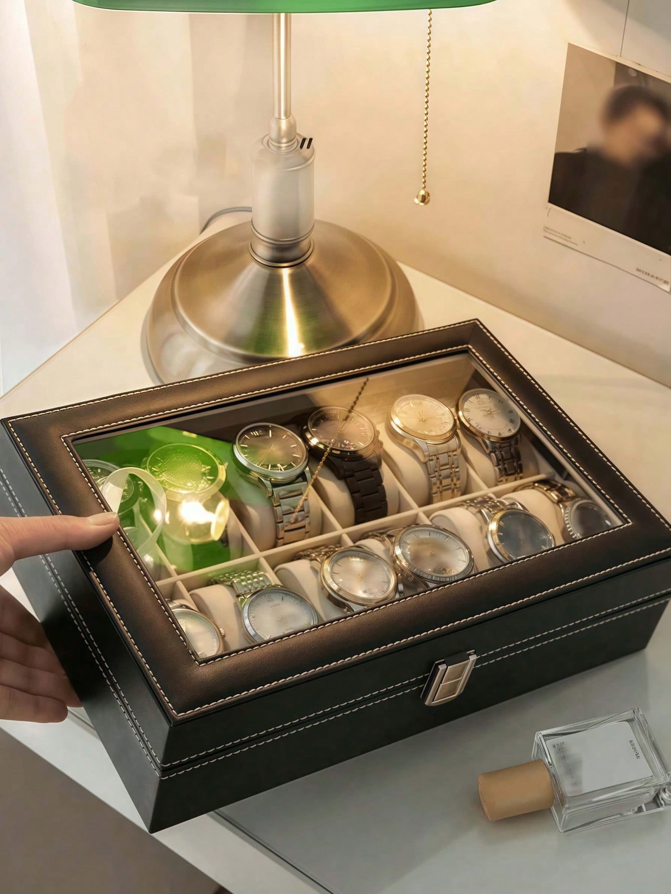 잠금장치가 있는 가죽 시계 상자, 대용량 시계 진열 케 - Jewelry Box Watches Bracelets 리뷰 및 가격