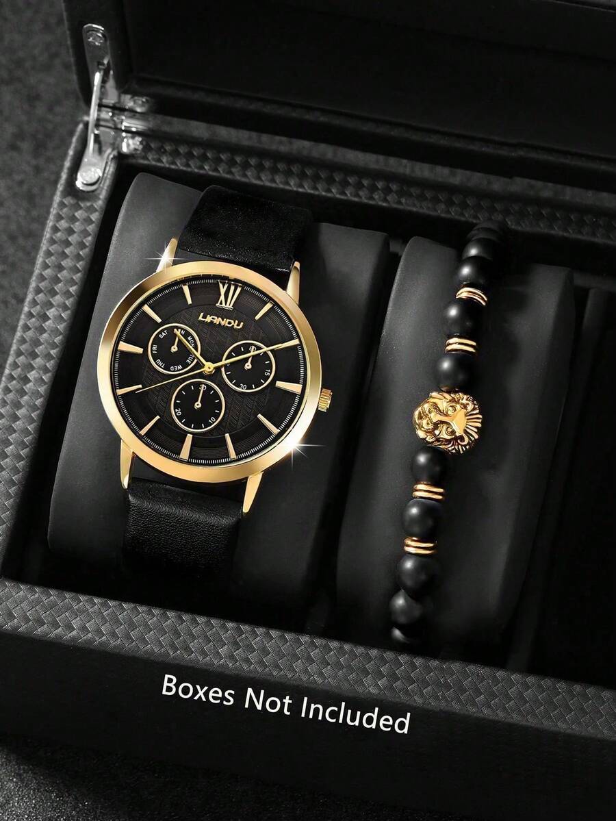 리안두 리안두 1세트 남성 패션 캐주얼 쿼츠 라운드 다 - Jewelry Bracelet Watches 리뷰 및 가격
