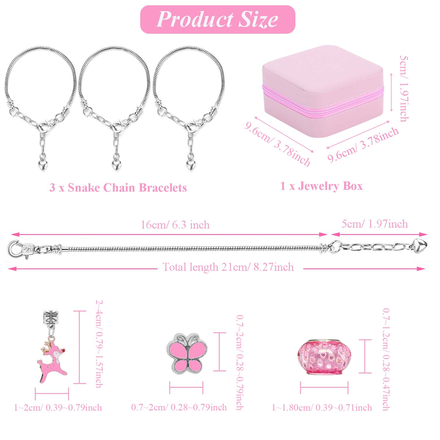 68개 핑크 비즈 쥬얼리 세트, 핑크 쥬얼리 박스가 포 - Charm Bracelet Beads 리뷰 및 가격