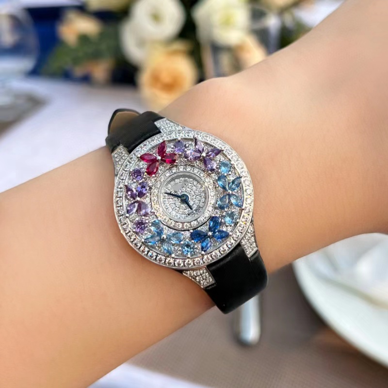 럭셔리 다채로운 여성용 시계 품질 보석 손목시계 팔찌  - Jewels In Quartz Watches 리뷰 및 가격