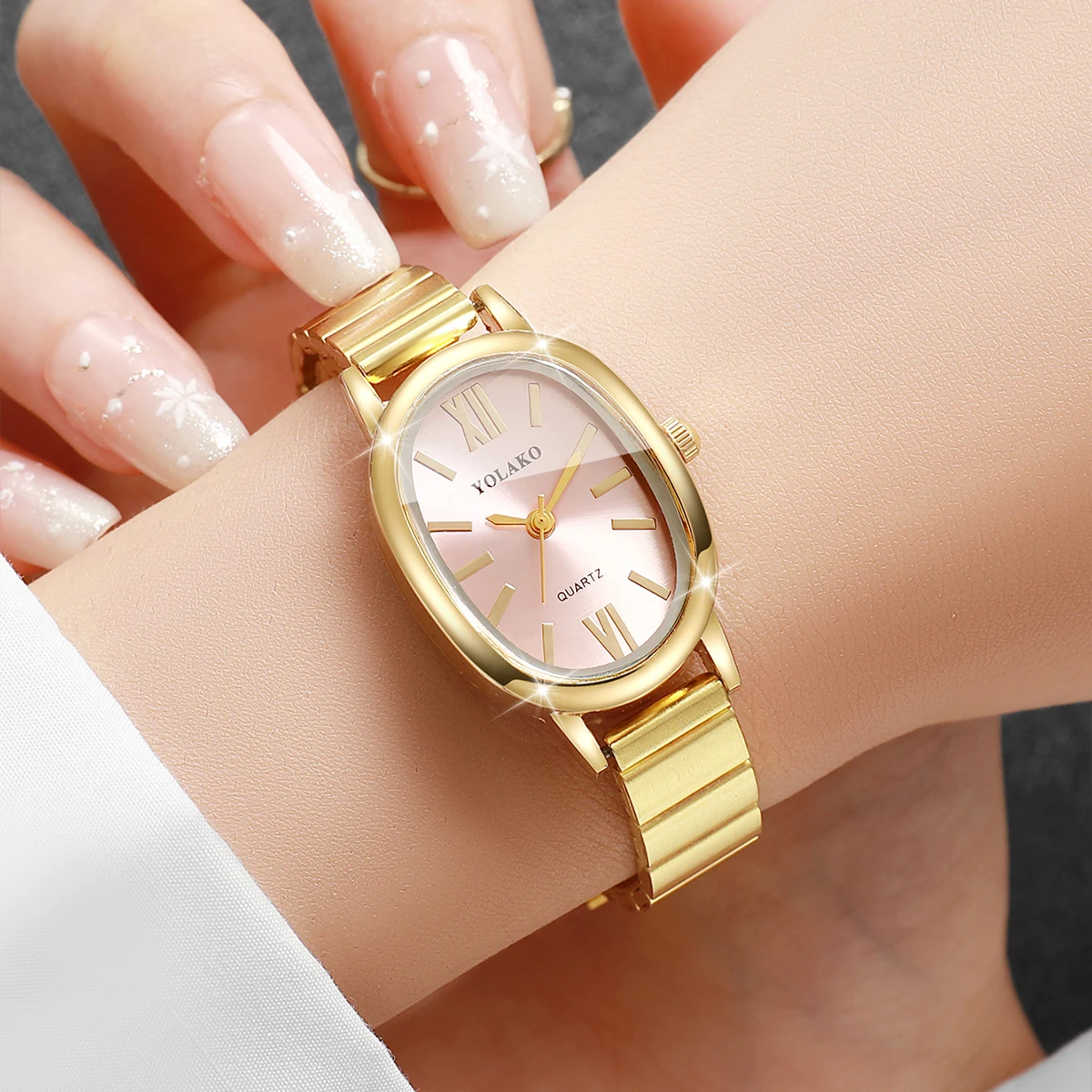 우아한 핑크 다이얼 여성용 시계 골든 팔찌 스트랩 여성 - Jewelry Watches Women 리뷰 및 가격