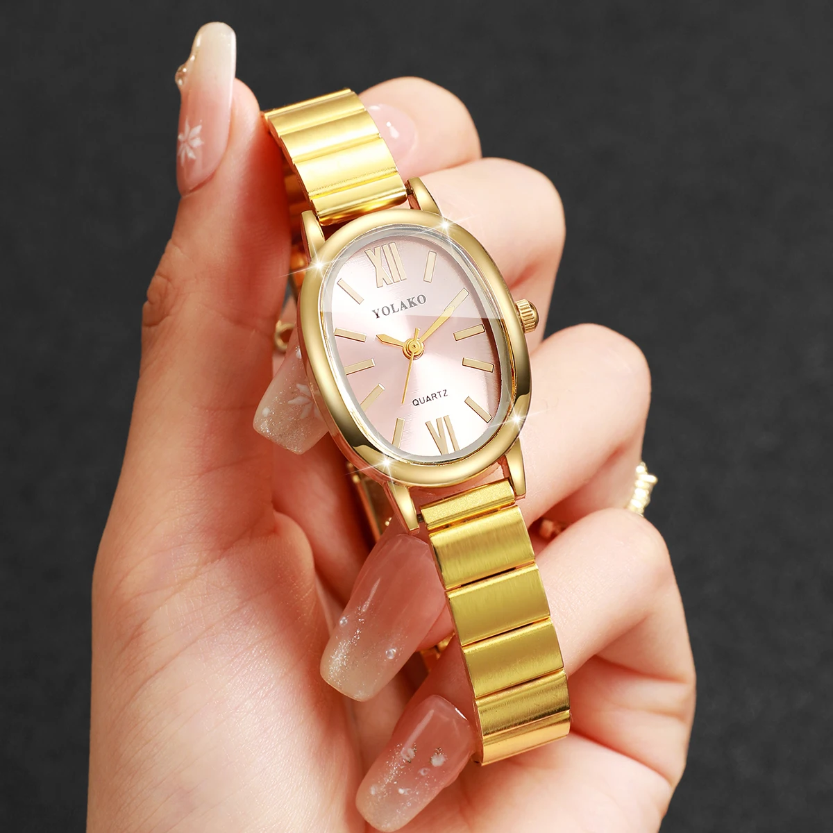 우아한 핑크 다이얼 여성용 시계 골든 팔찌 스트랩 여성 - Jewelry Watches Women 리뷰 및 가격