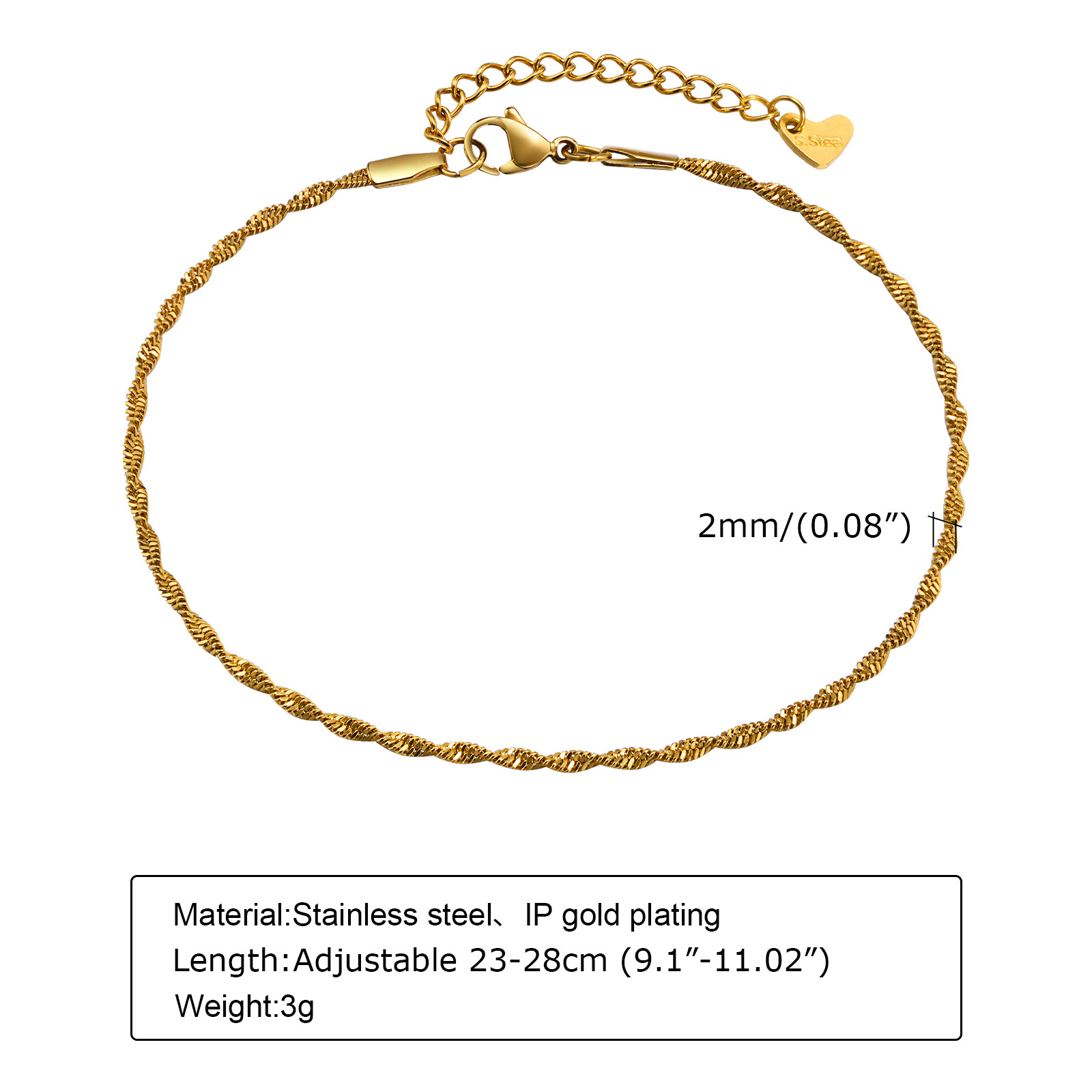 여성용 방수 스테인리스 스틸 세련된 물결 체인 발찌,  - Jc Jewelry & Watches 리뷰 및 가격