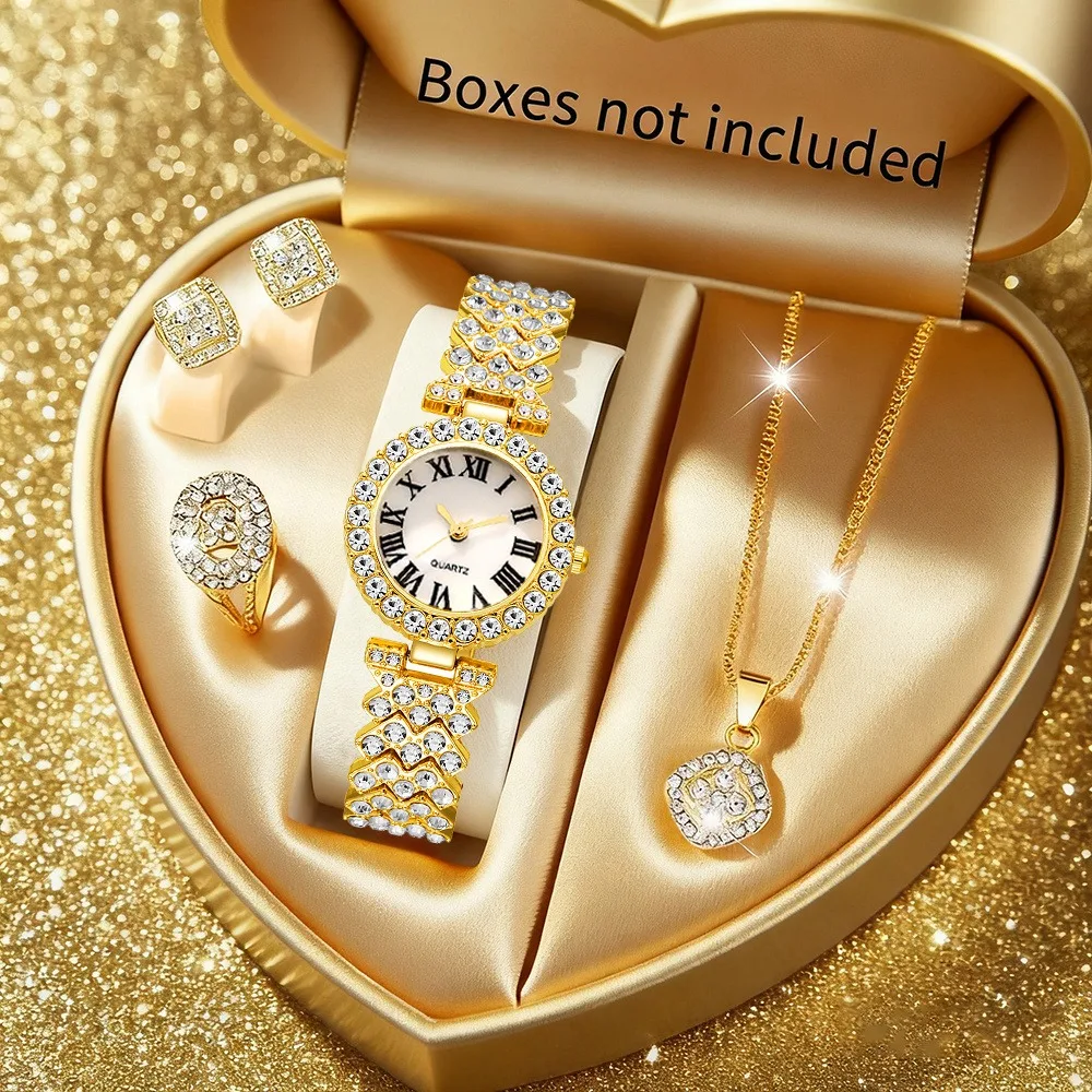 2026 5pcs 우아한 라인스톤 여성용 시계 패션 로 - Jewelry Box Watches Bracelets 리뷰 및 가격